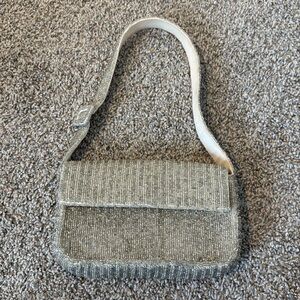Anthropologie beaded silver bag